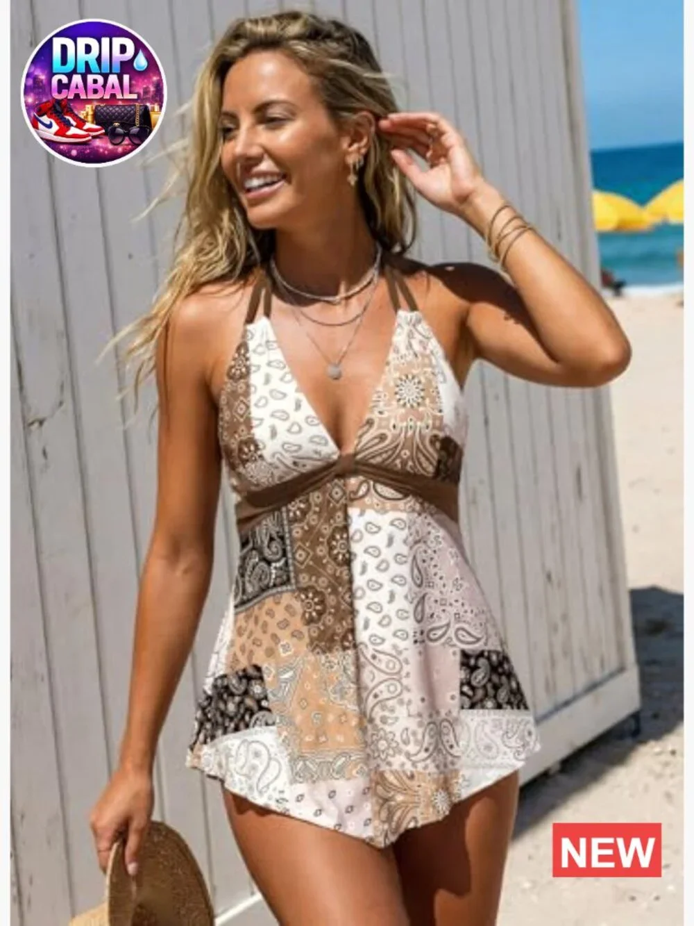 Tankini Swimsuits for Women Tummy Coverage Handkerchief Hem Top with Briefs